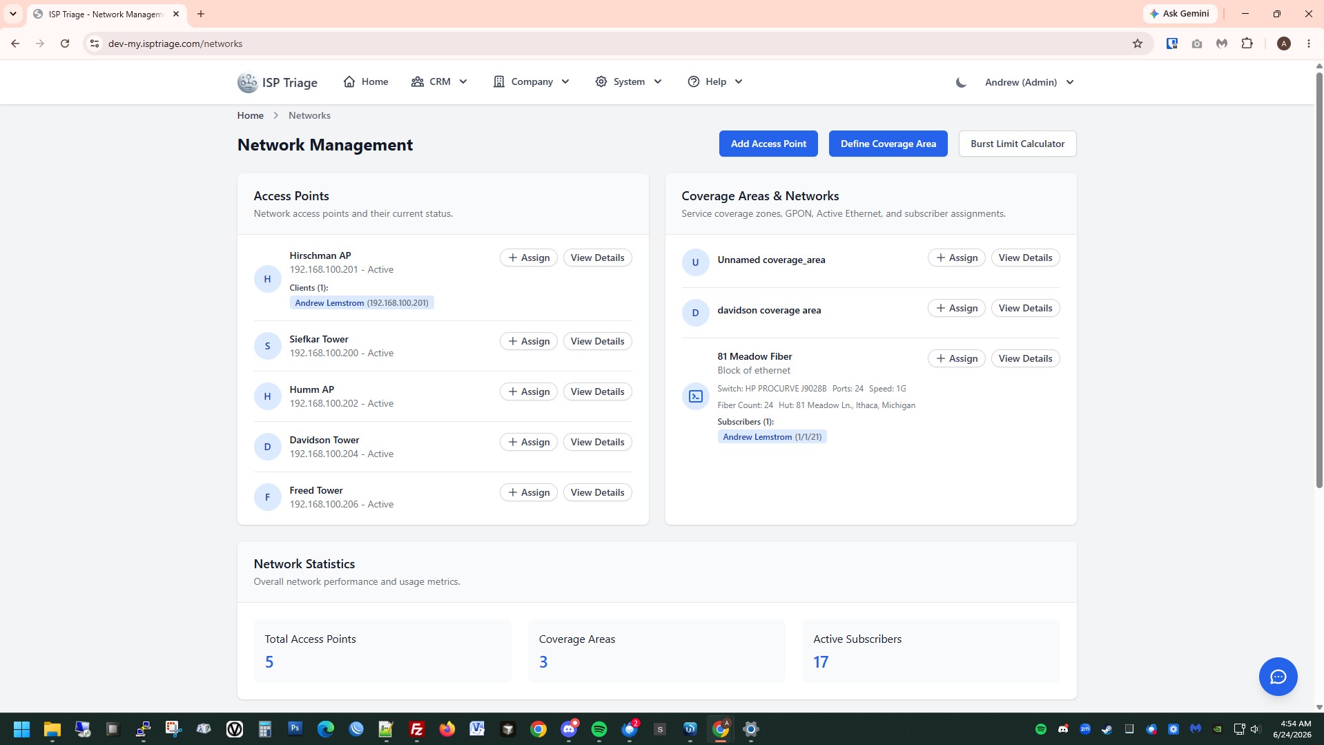 Multi-vendor network management dashboard